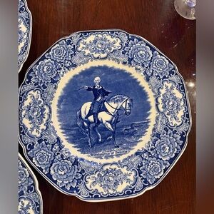 Liberty Blue ironstone George Washington Bicentenary Memorial Plates Crown Ducal